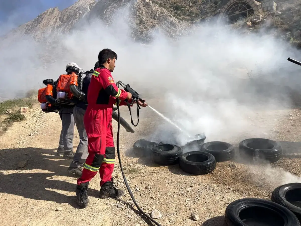 مانور اطفای حریق در پارک کوهستانی دراک