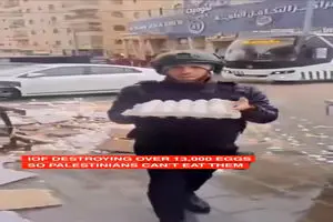 ارتش اسرائیل در جریان حمله به اردوگاه شعفاط در اورشلیم اشغالی بیش از ۱۳۰۰۰ تخم مرغ را نابود کرد + فیلم