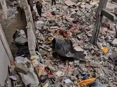 ویرانی بر جای مانده از حملات اسرائیل به مناطق مسکونی خان یونس + فیلم