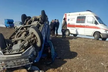 حادثه‌ی مرگبار واژگونی خودروی سمند در منطقه قلعه‌چنان شهرستان کارون