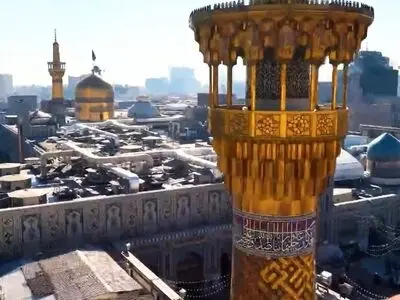 گلدسته صحن جمهوری اسلامی حرم مطهر رضوی جابه‌جا شد + فیلم