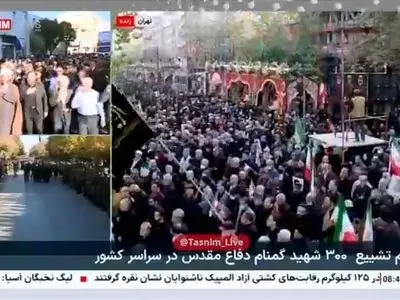 شعار «مرگ بر اسرائیل» در مراسم تشییع پیکر شهدای گمنام دفاع مقدس + فیلم