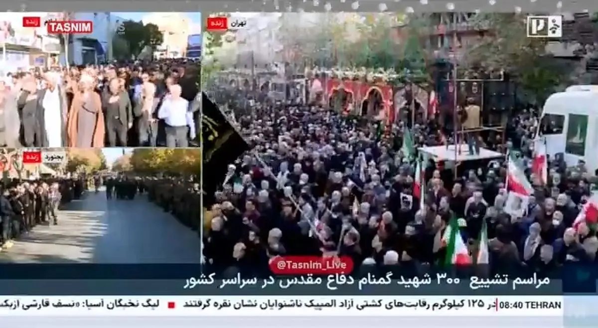 شعار «مرگ بر اسرائیل» در مراسم تشییع پیکر شهدای گمنام دفاع مقدس + فیلم