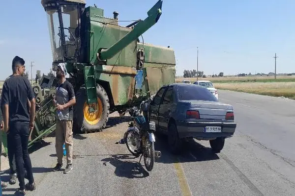 تصادف پژو با کمباین در محور شوش به اهواز یک مصدوم بر جا گذاشت