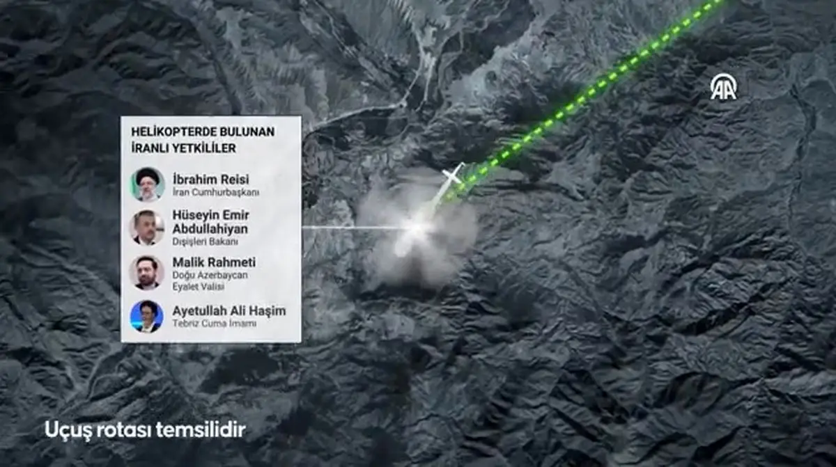 مسیری که هلیکوپتر رئیسی پیمود و سقوط کرد + فیلم