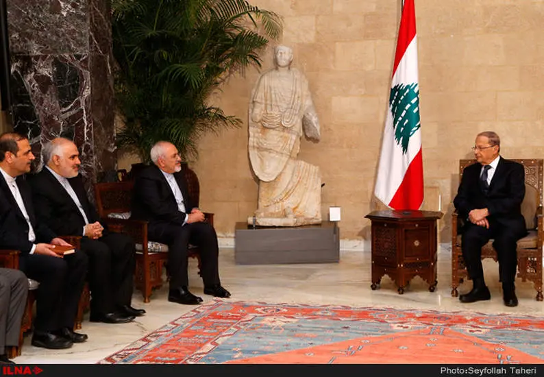 دیدار ظریف وزیر امور خارجه بامیشل عون رئیس جمهوری رئیس جمهوری لبنان