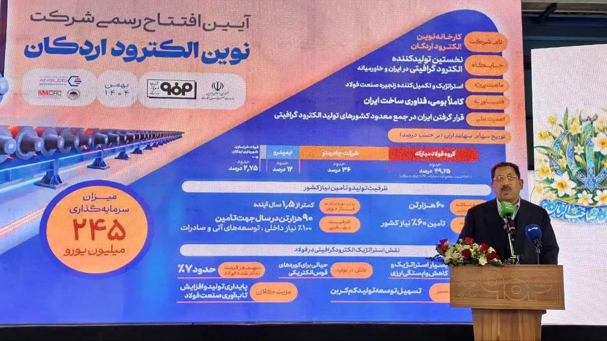 با افتتاح کارخانه نوین الکترود اردکان؛ گره راهبردی صنعت فولاد کشور باز شد