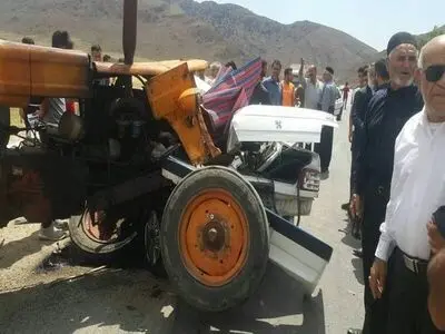 ۲ فوتی و ۳ مصدوم در حادثه برخورد تراکتور با پژو در پارس‌آباد