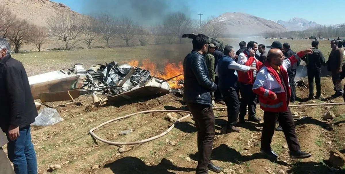 فوت 5 نفر در حادثه‌سقوط بالگرد در چهارمحال و بختیاری