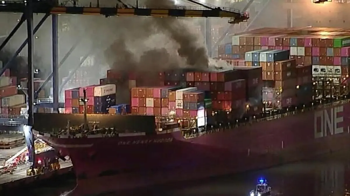 Fire breaks out on cargo ship in Port of Los Angeles
