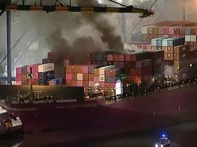Fire breaks out on cargo ship in Port of Los Angeles
