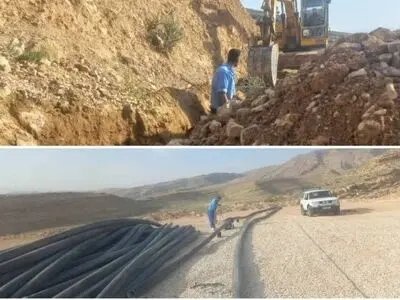 اجرای ۱۳۰۰ متر خط انتقال آب به محله تنگ نظری روستای بیدزرد