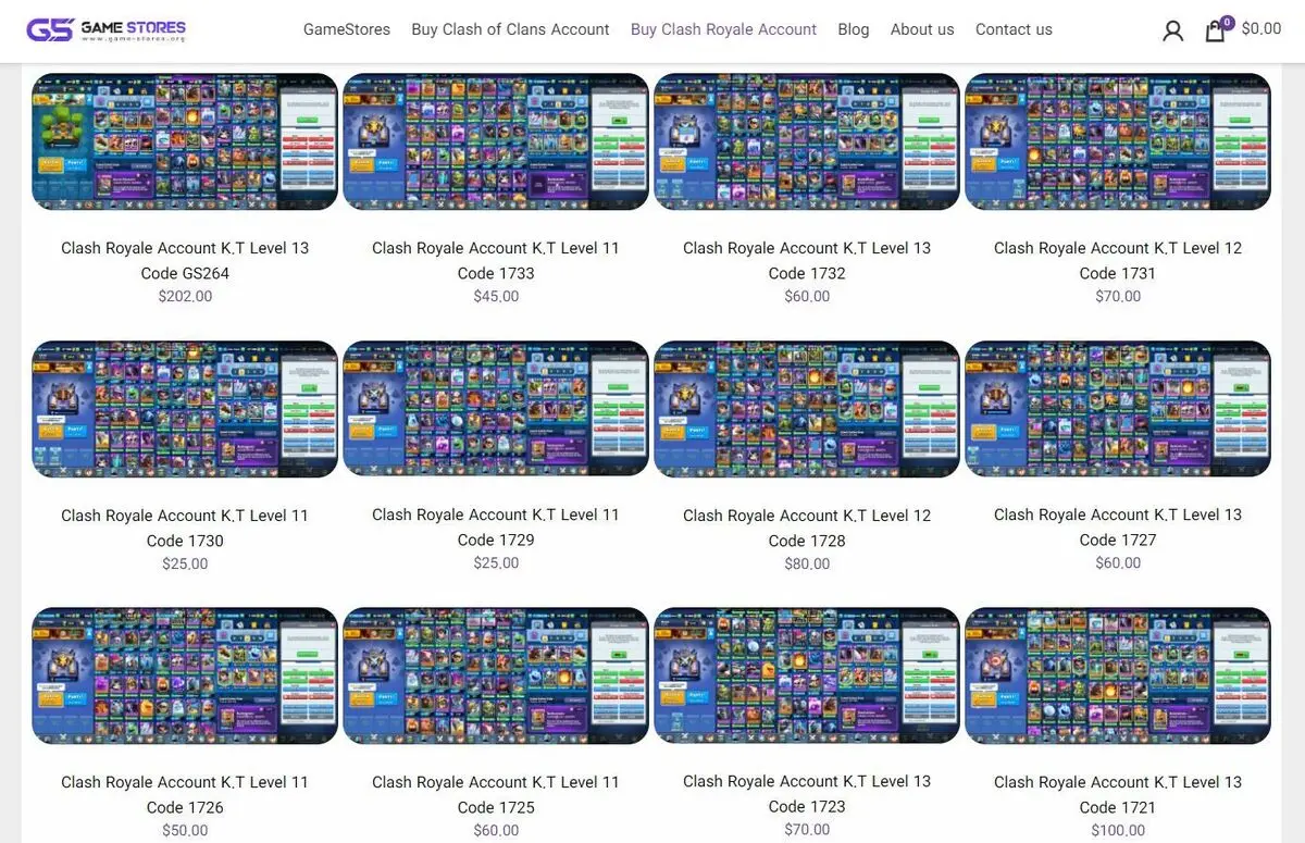 Buy clash royale account from GameStores