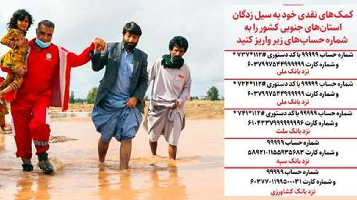 درخواست جمعیت هلال ‌احمر برای جمع‌آوری کمک‌های مردمی به سیل‌زدگان