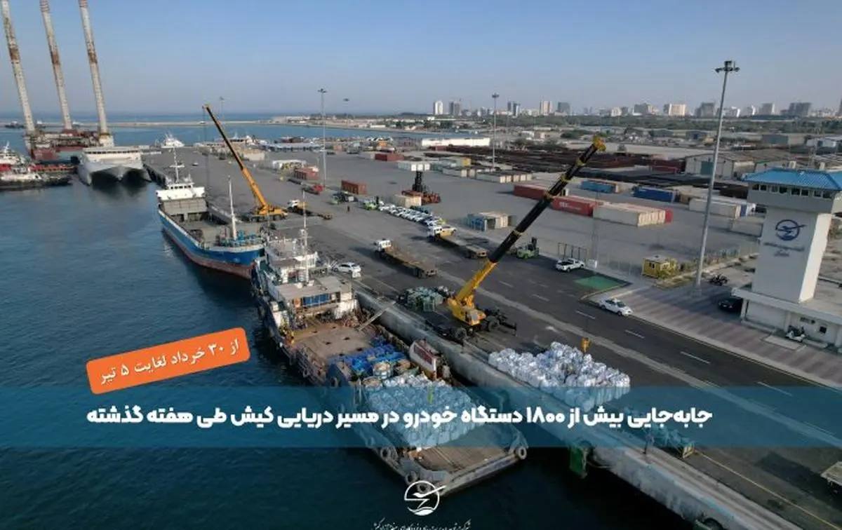 جابه‌جایی بیش از ۱۸۰۰ دستگاه خودرو در مسیر دریایی کیش طی هفته گذشته
