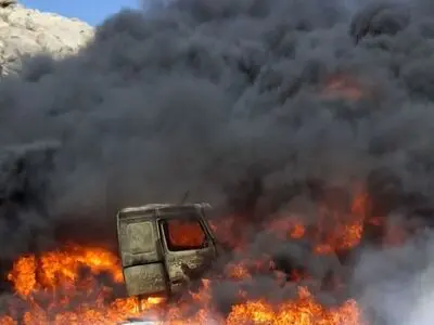 مرگ سه کارگر راننده در لرستان بر اثر آتش گرفتن تانکر سوخت