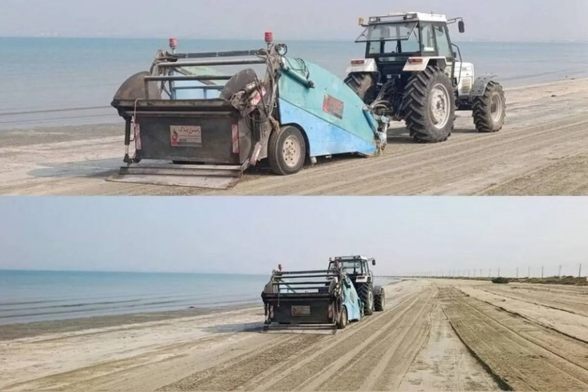 ساحل پارک ملی دریایی نای‌بند به صورت مکانیزه پاکسازی شد