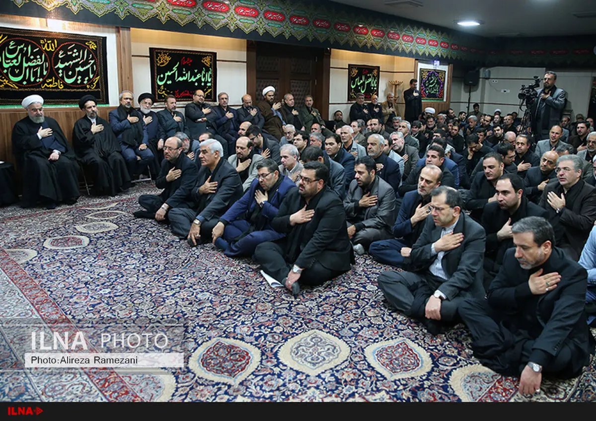 دومین روز مراسم عزاداری امام حسین(ع) با حضور روحانی برگزار شد