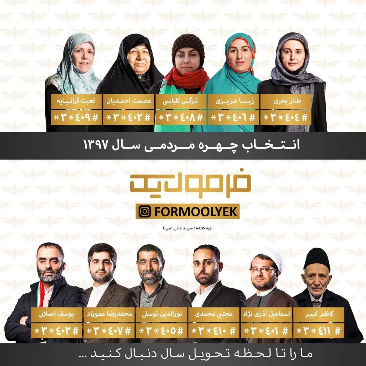 انتخاب «چهره سال» در برنامه «فرمول یک» به ایستگاه پایانی نزدیک شد/ اعلام ۱۱ چهره‌ اجتماعی برگزیده سال ۹۷
