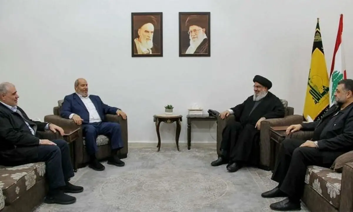 دیدار دبیرکل حزب‌الله لبنان ‌با هیئتی از حماس 