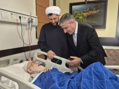 عیادت رئیس سازمان انرژی اتمی از آیت‌الله العظمی نوری همدانی