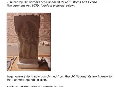 مجسمه سرباز ساسانی به ایران تحویل داده شد