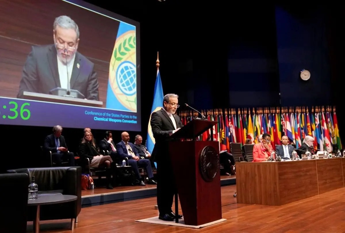 في كلمة له امام المؤتمر الـ30 للدول الاعضاء في اتفاقية حظر الأسلحة الكيميائية؛
عراقجي: الكيان الصهيوني العقبة الوحيدة أمام تحقيق منطقة خالية من أسلحة الدمار الشامل