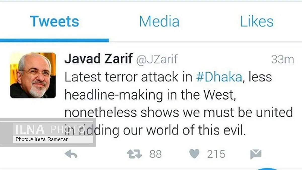 Iran’s Zarif slams terror attack in Bangladesh