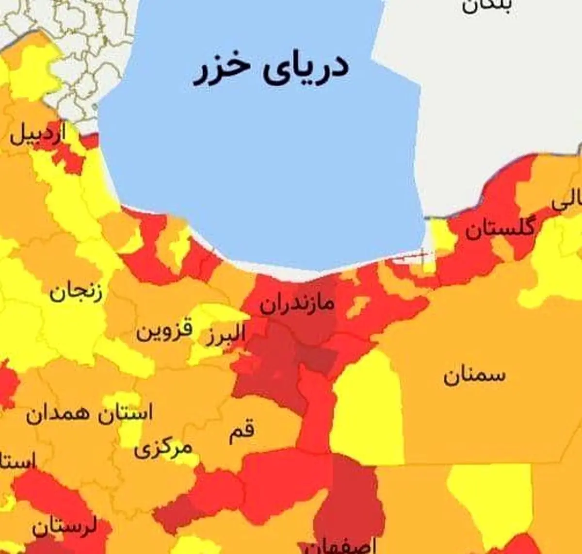 گیلان با ۵ شهرستان قرمز/اضافه شدن رودبار، ، رودسر و بندرانزلی به وضع قرمز کرونایی