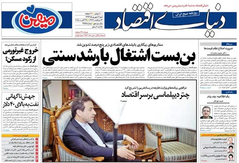 صفحه اول روزنامه ها شنبه 7 شهریور