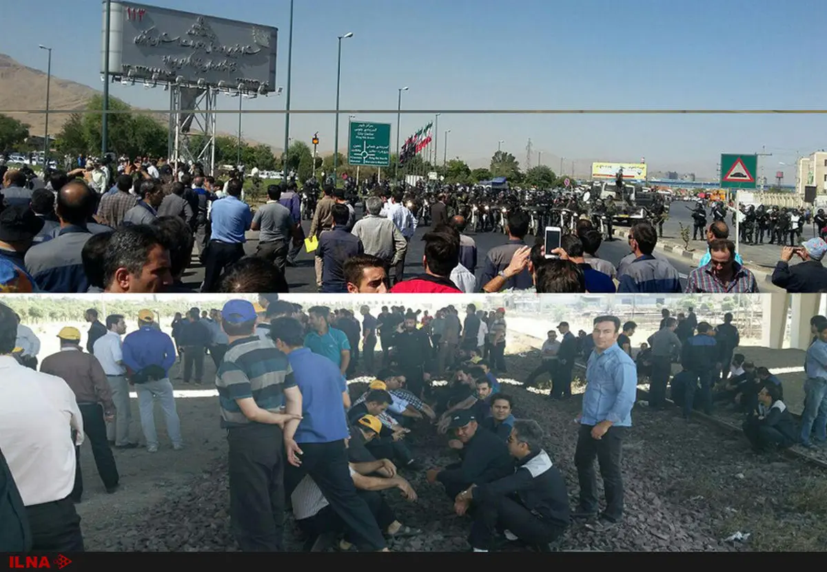 تجمع همزمان کارگران آذر آب و هپکو در شهر اراک