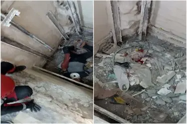نجات کارگر از چاه یک آسانسور در بلوار حجاب مشهد