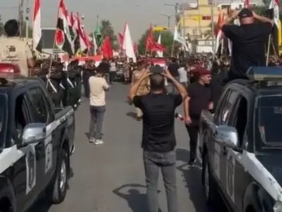 تشییع نمادین شهید حسن نصرالله در کوت عراق + فیلم