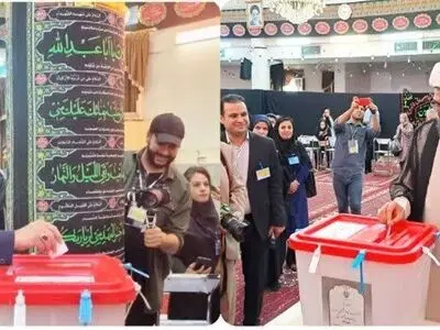 امام جمعه واستاندار همدان آرای خود را در شعبه مسجد مدرس به صندوق انداختند