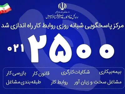 راه اندازی مرکز پاسخگویی تلفنی ۲۵۰۰ روابط کار در استان