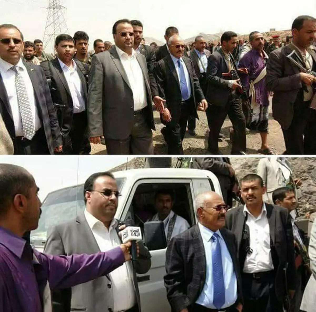 علی عبد الله صالح یظهر متحدیا للتحالف برفقة الصماد ویزور معسکرات فی سنحان
