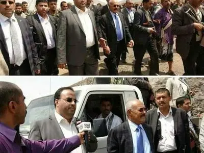 علی عبد الله صالح یظهر متحدیا للتحالف برفقة الصماد ویزور معسکرات فی سنحان