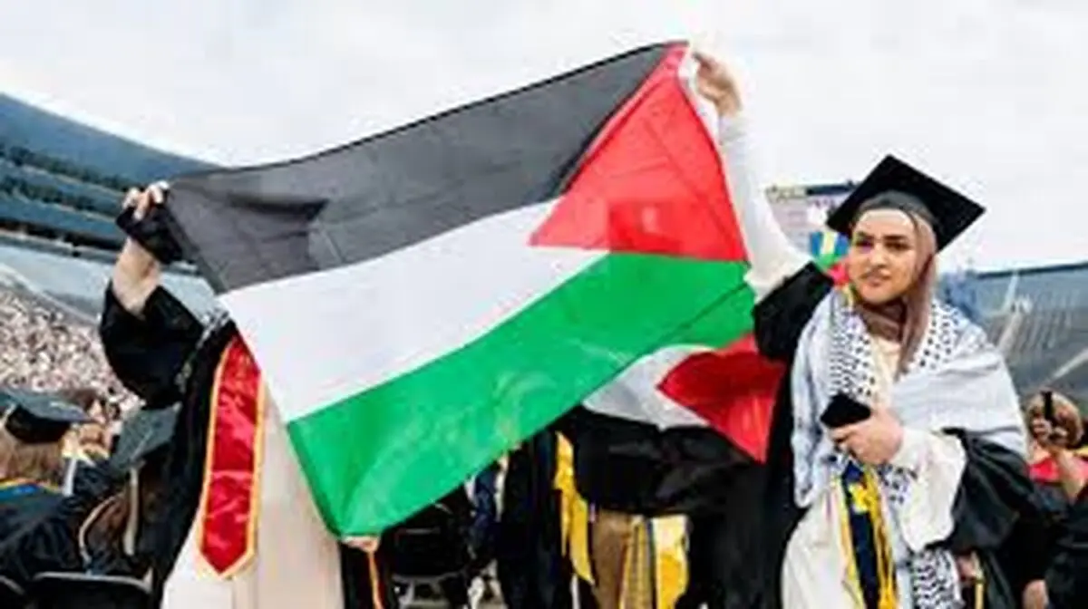 اعتراض دانشجویان دانشگاه جورج واشنگتن به نسل کشی فلسطینی‌ها/فیلم