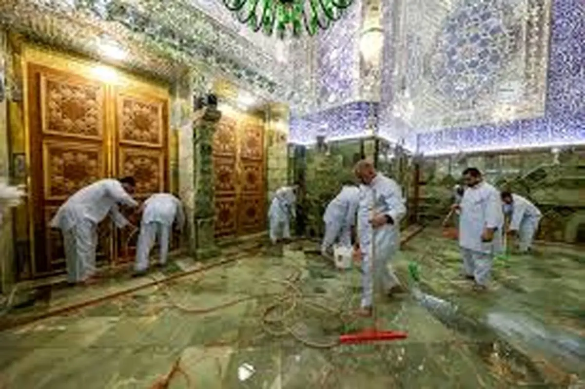  آماده‌سازی حرم علوی در آستانهٔ ولادت امیرالمومنین(ع) + فیلم