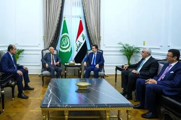 دیدار نخست‌وزیر عراق و دبیرکل اتحادیه عرب در بغداد 