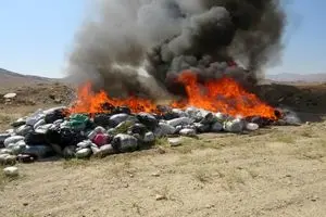 امحاء یک تن انواع مواد مخدر 