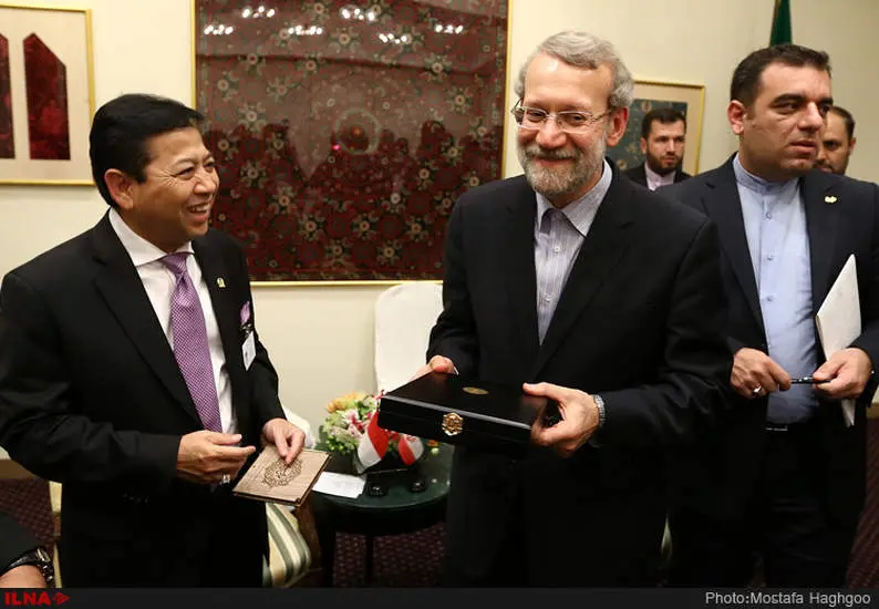 دیدار علی لاریجانی با رییس مجلس اندونزی