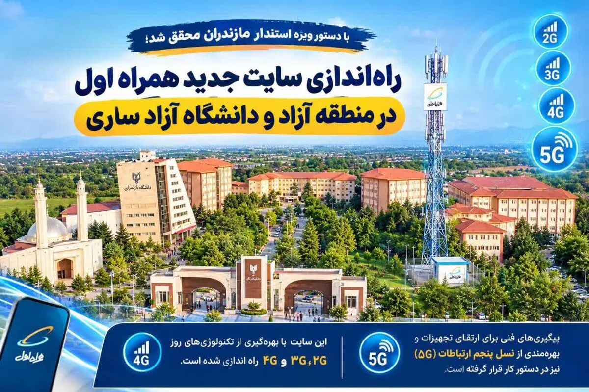 سایت جدید همراه اول در محدوده منطقه آزاد اقتصادی و دانشگاه آزاد ساری راه اندازی شد