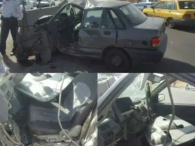 رهاسازی راننده گرفتار در اتاقک خودرو توسط آتش‌نشانان در قزوین