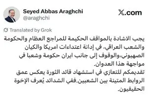 قدردانی عراقچی از دولت، ملت و مراجع عالیقدر عراق