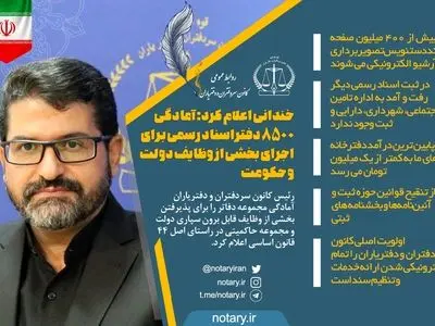 خندانی اعلام کرد: آمادگی ۸۵۰۰ دفتراسناد رسمی برای اجرای بخشی از وظایف دولت و حکومت