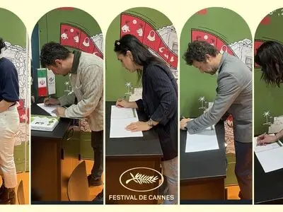 ابراز همدردی مدیر بازار کن و جمعی از مدیران سینمایی خارجی با کودکان میناب