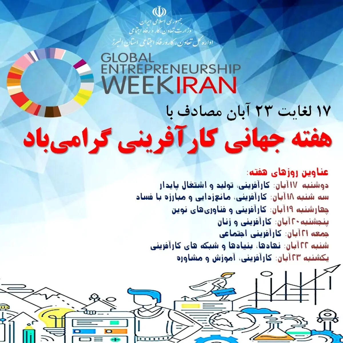 اعلام برنامه های هفته جهانی کارآفرینی  در استان البرز  