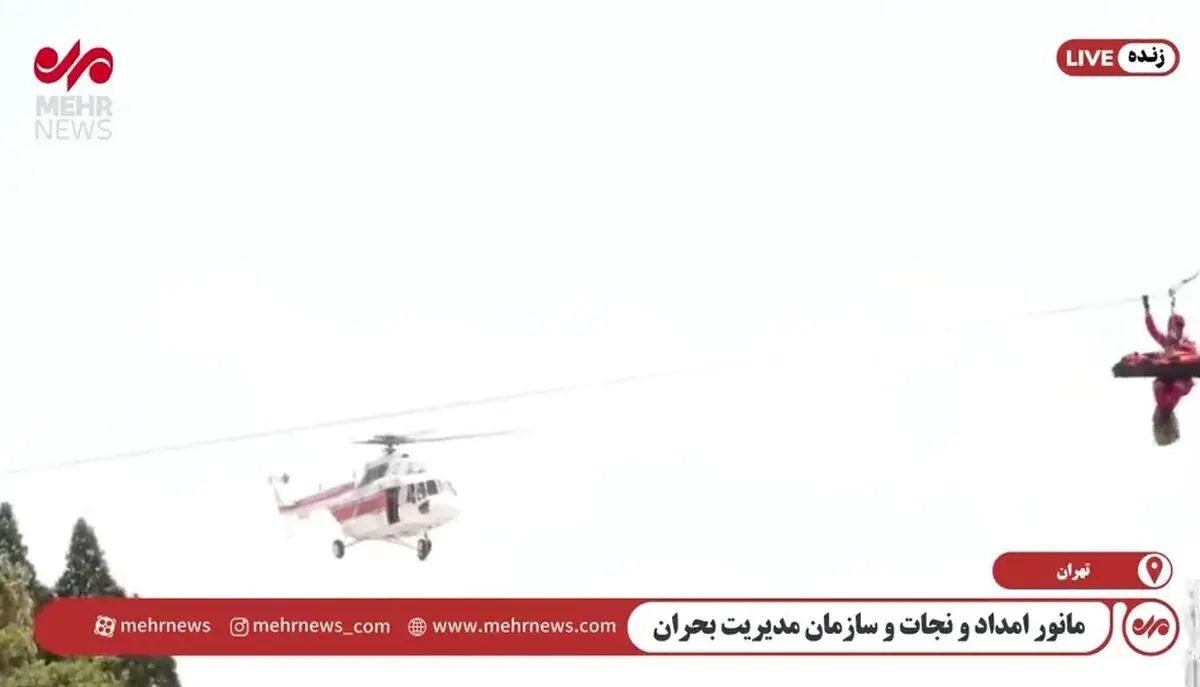 تصاویری از مانور تیم امداد و نجات هلال احمر به همراه بالگرد و سگ‌های تجسس