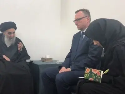 دیدار هیئتی عالی‌رتبه از سازمان ملل با آیت‌الله سیستانی